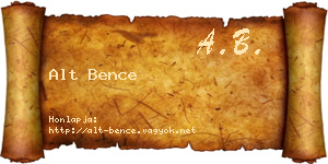 Alt Bence névjegykártya
